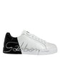 White Blue Leather Logo Low Top Sneakers Shoes