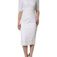 White Daisy Macrame Lace Sheath Midi Dress