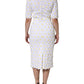 White Daisy Macrame Lace Sheath Midi Dress