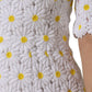 White Daisy Macrame Lace Sheath Midi Dress