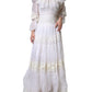 White Floral Lace Corset Cotton Maxi Dress