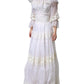 White Floral Lace Corset Cotton Maxi Dress