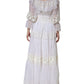 White Floral Lace Corset Cotton Maxi Dress