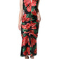 Black Tropical Floral Sheath Maxi Dress