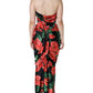 Black Tropical Floral Sheath Maxi Dress