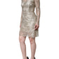 Gold Floral Lace A-line Sheath Mini Dress
