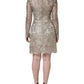 Gold Floral Lace A-line Sheath Mini Dress