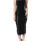 Black Zipper Bodycon Sheath Midi Dress