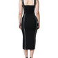 Black Zipper Bodycon Sheath Midi Dress