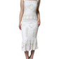 White Lace Viscose Bodycon Sheath Midi Dress