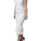 White Lace Viscose Bodycon Sheath Midi Dress