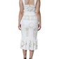 White Lace Viscose Bodycon Sheath Midi Dress