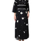 Black Silk Daisy A-line Long Maxi Dress