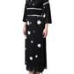 Black Silk Daisy A-line Long Maxi Dress