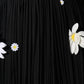 Black Silk Daisy A-line Long Maxi Dress