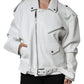 White Lambskin Leather Biker Coat Jacket