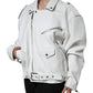 White Lambskin Leather Biker Coat Jacket