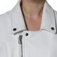 White Lambskin Leather Biker Coat Jacket