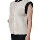 White WARRENFORD Shearling Leather Vest Coat Jacket