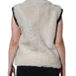 White WARRENFORD Shearling Leather Vest Coat Jacket