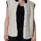 White WARRENFORD Shearling Leather Vest Coat Jacket