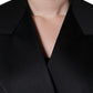Black Polyester Double Breasted Coat Jacket