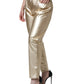 Metallic Gold Polyester Tapered Pants