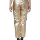 Metallic Gold Polyester Tapered Pants