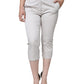 White Cotton Mid Waist Cropped Skinny Pants