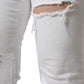 White Cotton Stretch Tattered Skinny Jeans