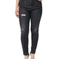 Black Cotton Stretch Tattered Skinny Jeans