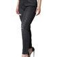 Black Cotton Stretch Tattered Skinny Jeans