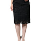 Black Floral Lace High Waist Pencil Cut Skirt