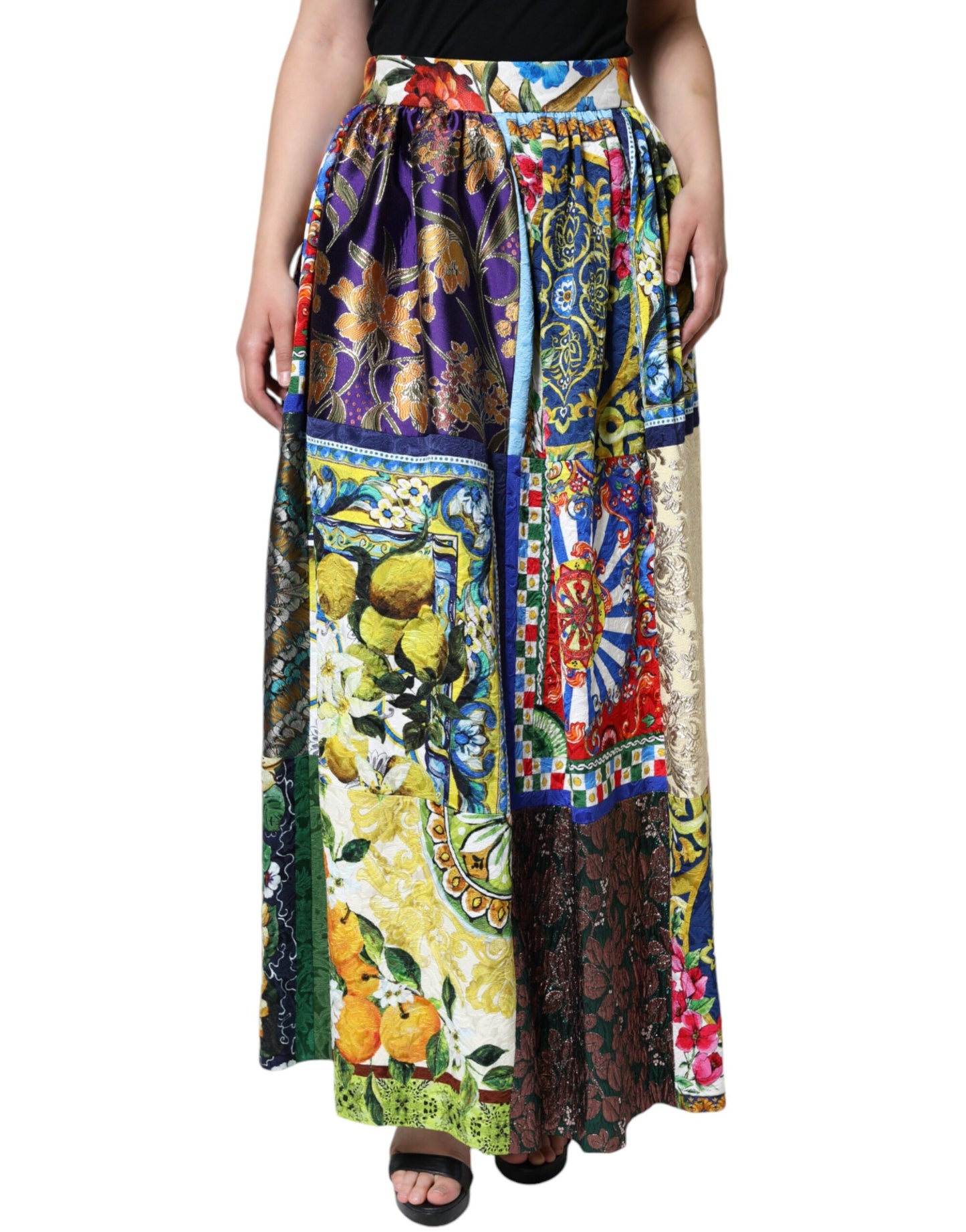 Multicolor Patchwork Sicily Long Maxi Skirt