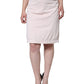 Beige Cotton Stretch Mid Waist Pencil Cut Skirt