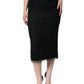 Black Virgin Wool Pencil Cut Midi Skirt