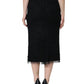 Black Virgin Wool Pencil Cut Midi Skirt