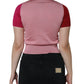 Pink Short Sleeves Pullover Ascot Collar Top