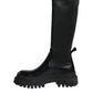 Black White Polyester Socks High Boots Shoes