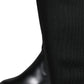 Black White Polyester Socks High Boots Shoes