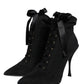 Black Lace Up Trekking Ankle Boots Shoes