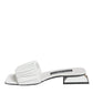 White Leather Slides Flats Sandals Shoes