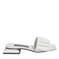 White Leather Slides Flats Sandals Shoes