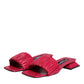 Fuchsia Leather Slides Flats Sandals Shoes