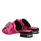 Pink Black Crystal Slides Sandals Shoes