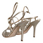 Beige Leather Stiletto Heels Sandals Shoes