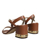 Brown Leather Ankle Strap Sandals Shoes