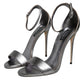 Silver KEIRA Heels Ankle Strap Sandals Shoes