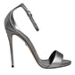 Silver KEIRA Heels Ankle Strap Sandals Shoes