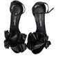 Black Leather Ankle Strap Heel Sandals Shoes